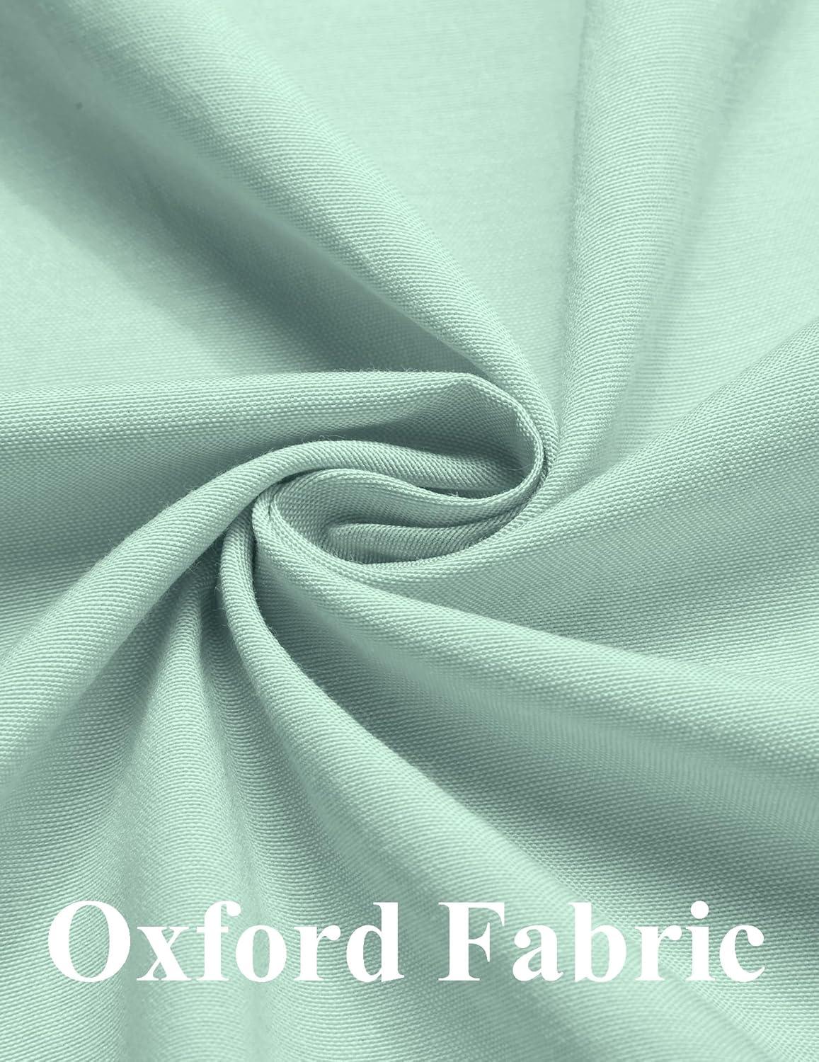 imageCOOFANDY Mens Long Sleeve Oxford Dress Shirts Chambray Button Down Shirt Casual Band Collar ShirtsIce Green