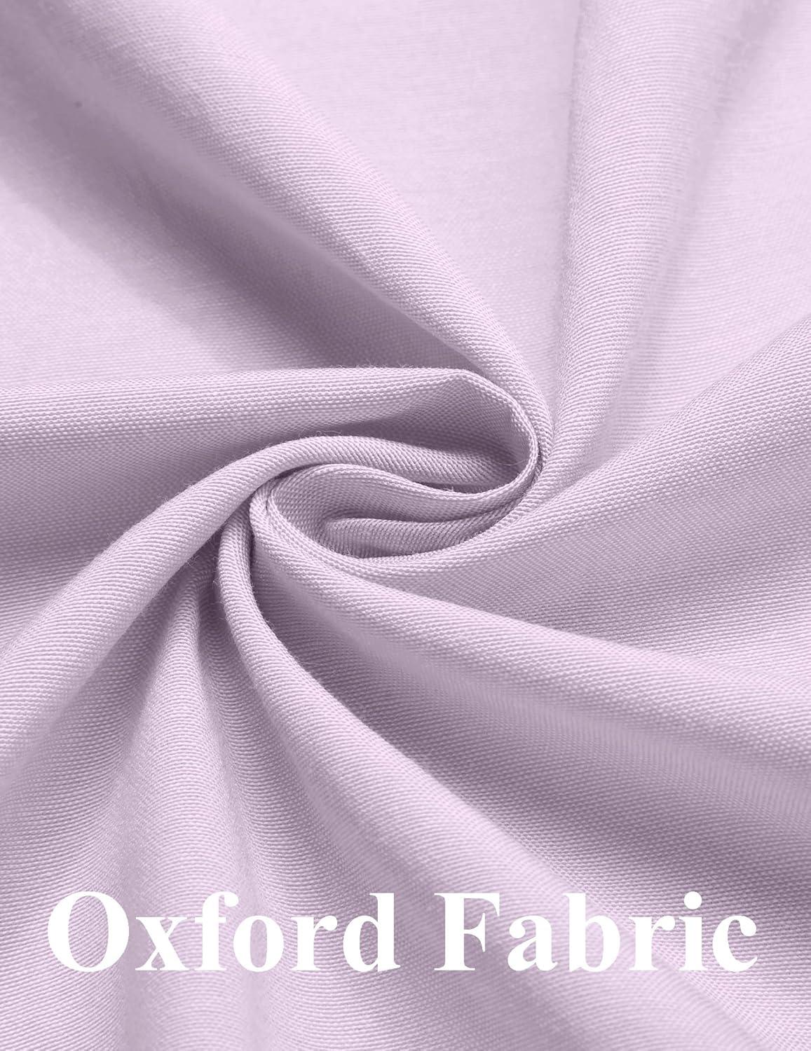 imageCOOFANDY Mens Long Sleeve Oxford Dress Shirts Chambray Button Down Shirt Casual Band Collar ShirtsLight Purple