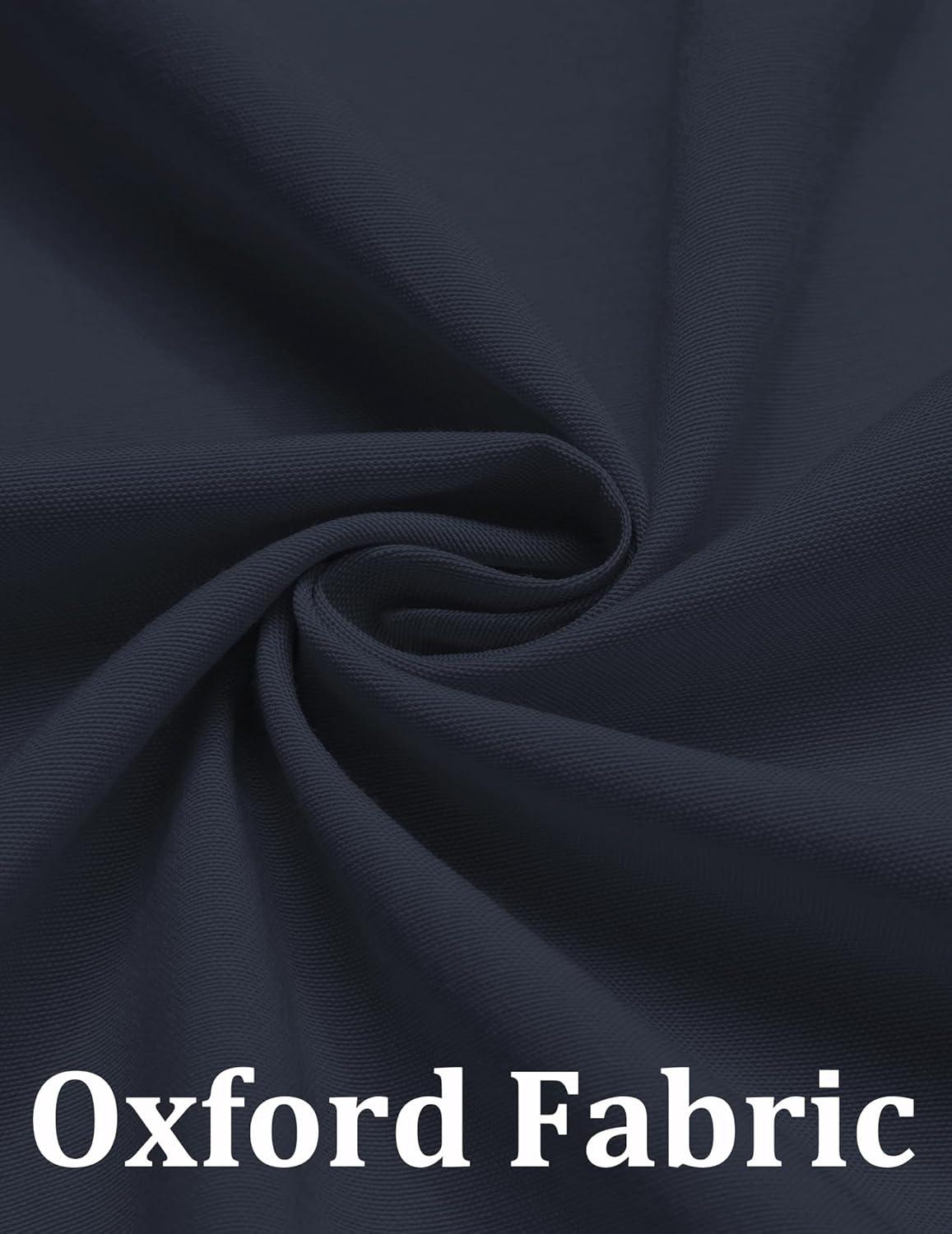 imageCOOFANDY Mens Long Sleeve Oxford Dress Shirts Chambray Button Down Shirt Casual Band Collar ShirtsNavy Blue