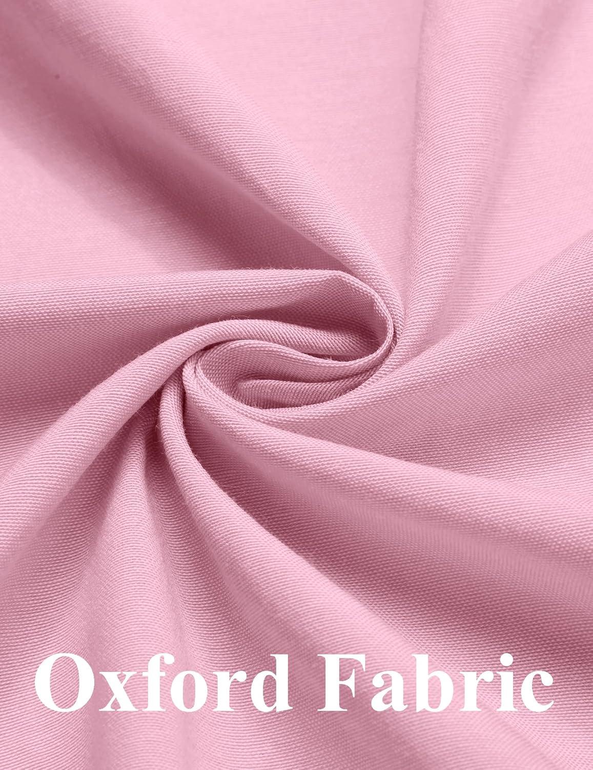 imageCOOFANDY Mens Long Sleeve Oxford Dress Shirts Chambray Button Down Shirt Casual Band Collar ShirtsPink