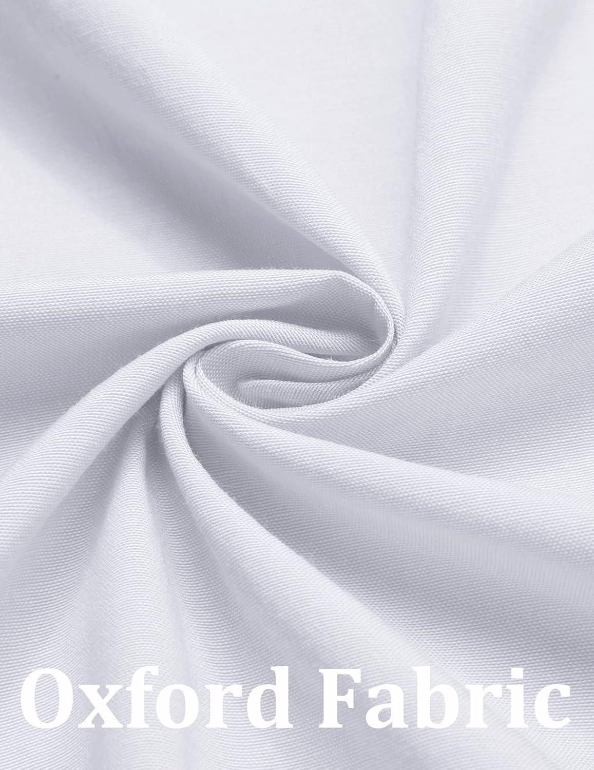 imageCOOFANDY Mens Long Sleeve Oxford Dress Shirts Chambray Button Down Shirt Casual Band Collar ShirtsWhite