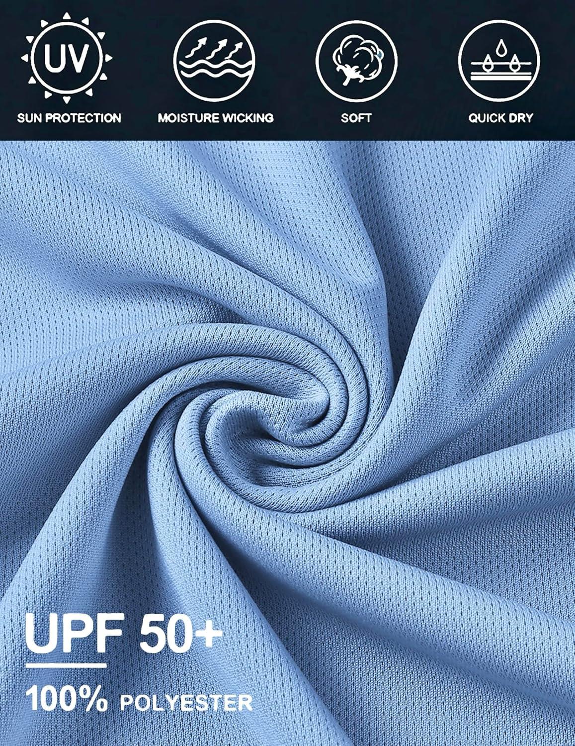 imageCOOFANDY Mens Long Sleeve Polo Shirts Quick Dry Moisture Wicking Lightweight Golf Shirts Casual Collared ShirtBlue