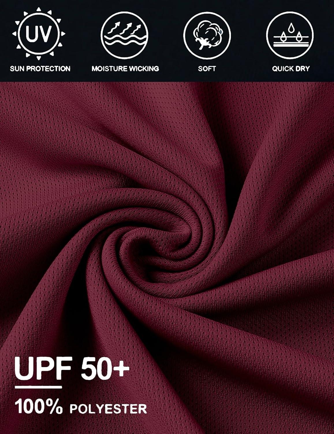 imageCOOFANDY Mens Long Sleeve Polo Shirts Quick Dry Moisture Wicking Lightweight Golf Shirts Casual Collared ShirtWine Red