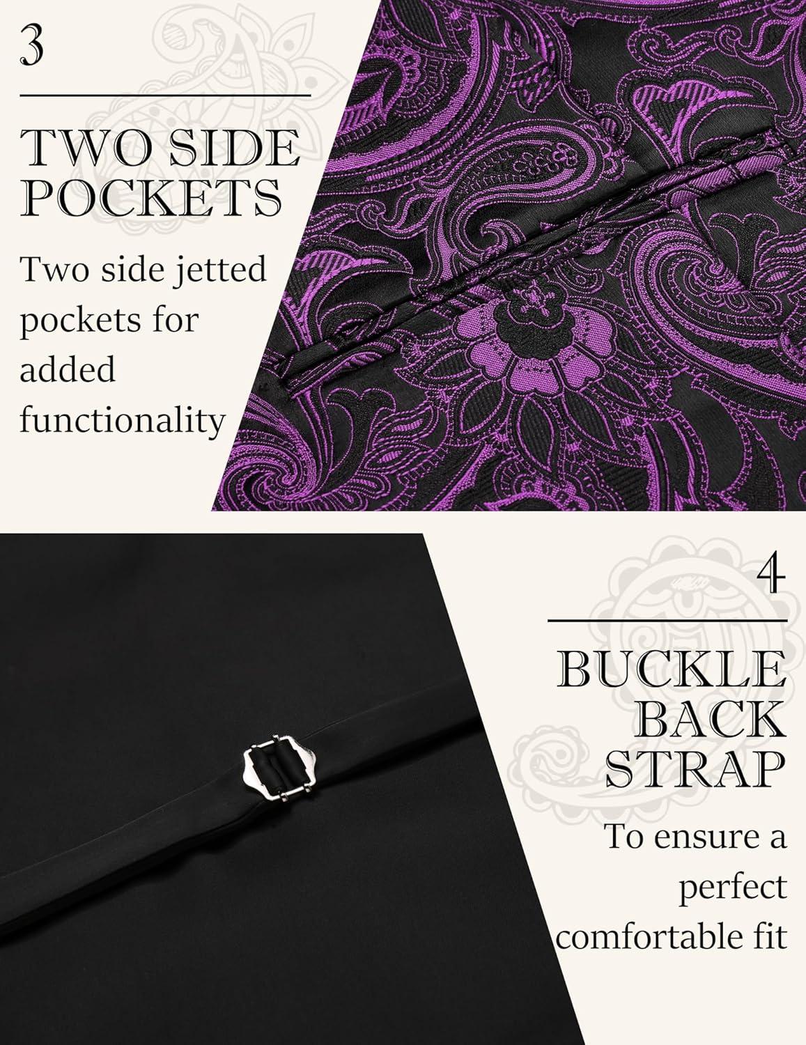 imageCOOFANDY Mens Paisley Tuxedo Vest Victorian Steampunk Gothic Suit Vest Slim Fit VNeck WaistcoatPurple