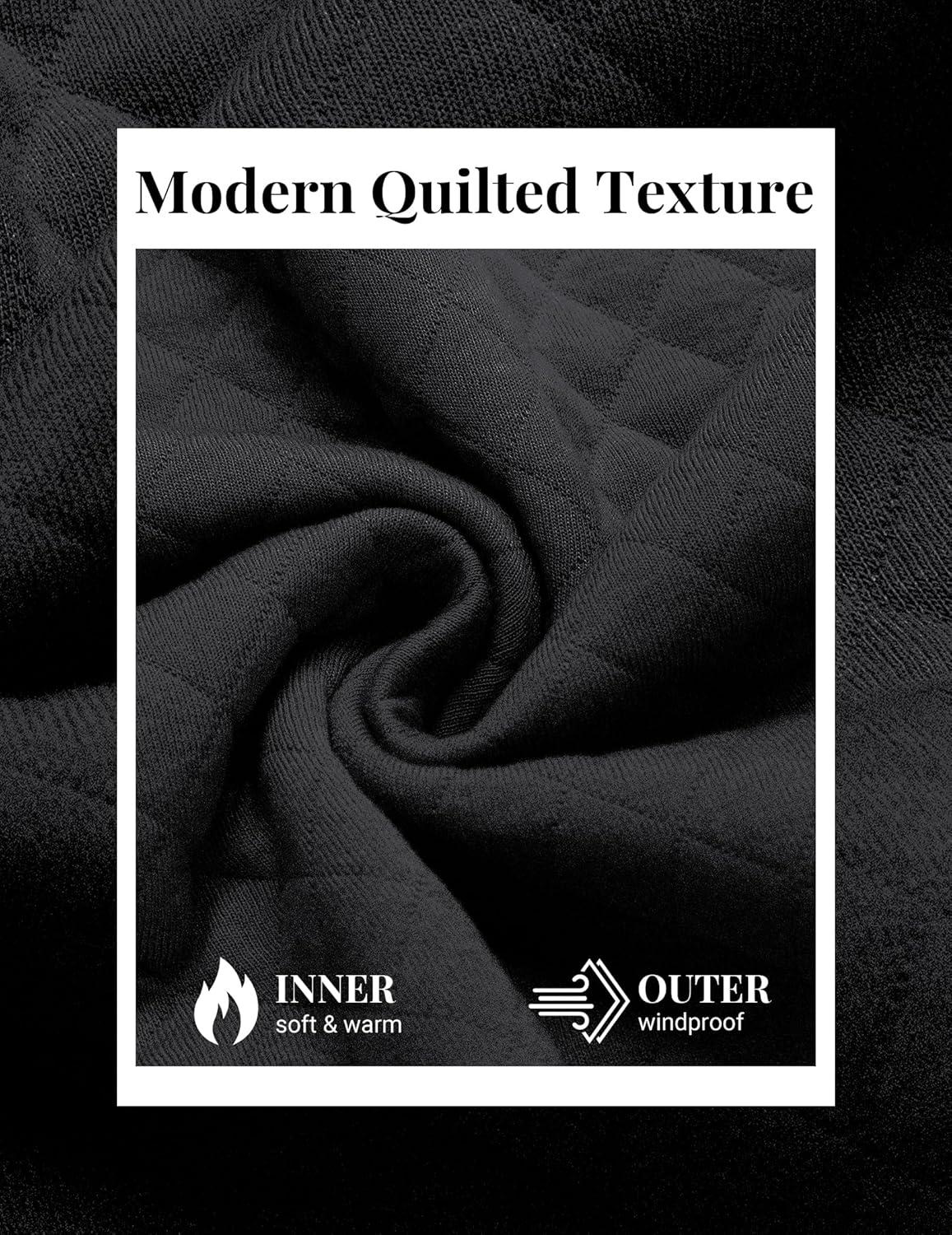 imageCOOFANDY Mens Quarter Zip Pullover Quilted Sweatshirt Knit Long Sleeve Mock Neck Sweater Polo with PocketAblack