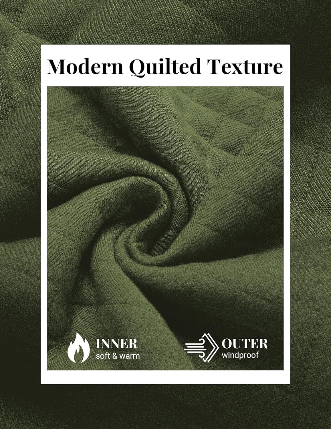 imageCOOFANDY Mens Quarter Zip Pullover Quilted Sweatshirt Knit Long Sleeve Mock Neck Sweater Polo with PocketZcolor Block Army GreenBlack