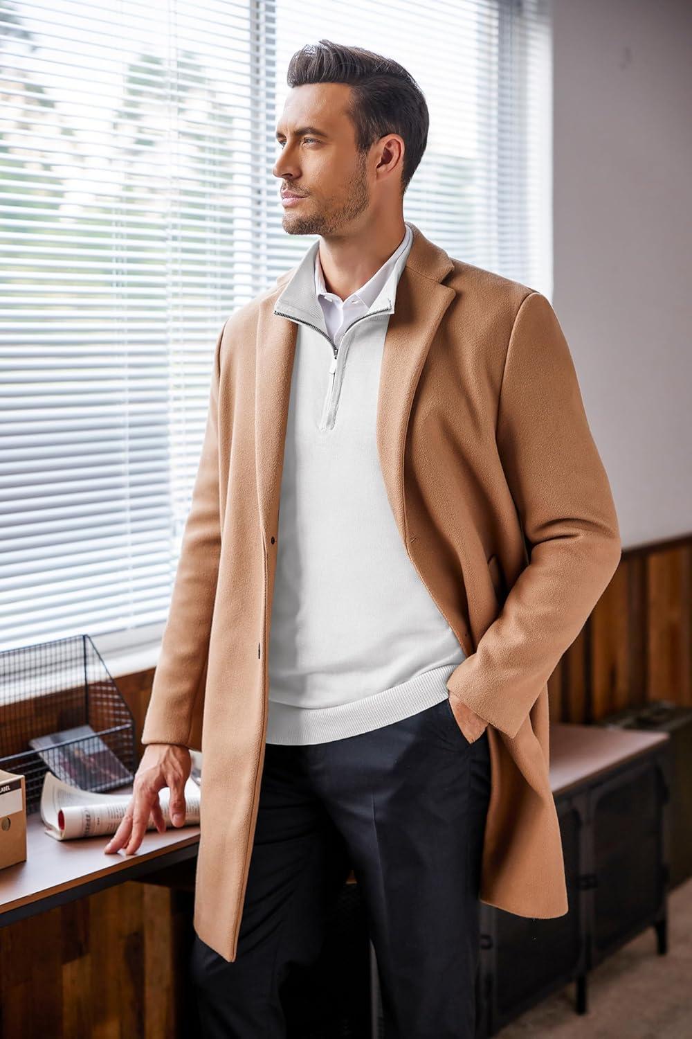 imageCOOFANDY Mens Quarter Zip Up Sweaters Slim Fit Lightweight Mock Neck Pullover Casual Polo SweatersWhite