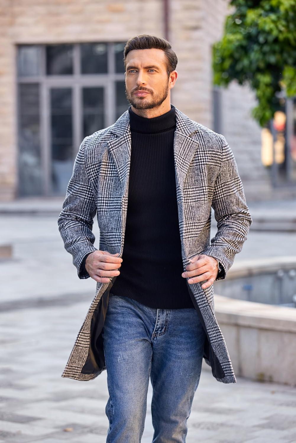 imageCOOFANDY Mens Ribbed Slim Fit Knitted Pullover Casual Turtleneck SweaterBlack