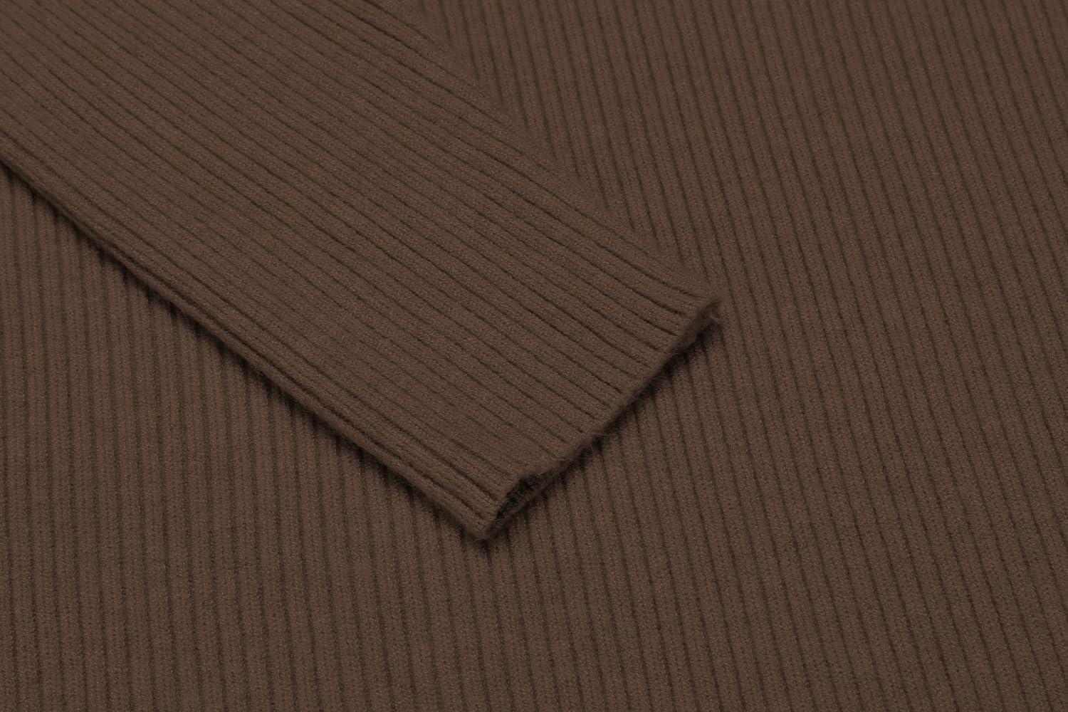 imageCOOFANDY Mens Ribbed Slim Fit Knitted Pullover Casual Turtleneck SweaterDark Brown