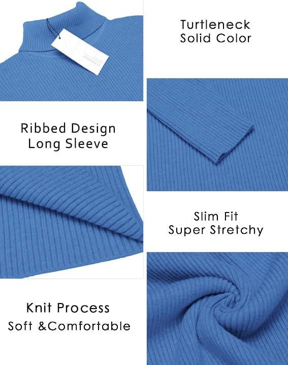 imageCOOFANDY Mens Ribbed Slim Fit Knitted Pullover Casual Turtleneck SweaterLight Blue