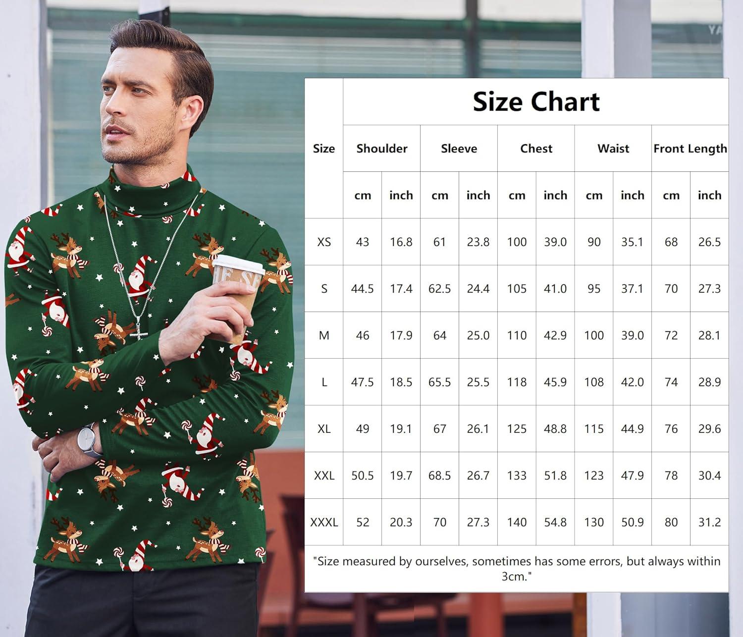 imageCOOFANDY Mens Slim Fit Basic Turtleneck Long Sleeve Lightweight Pullover Sweaters Casual Knitted TopsSanta Claus Elk