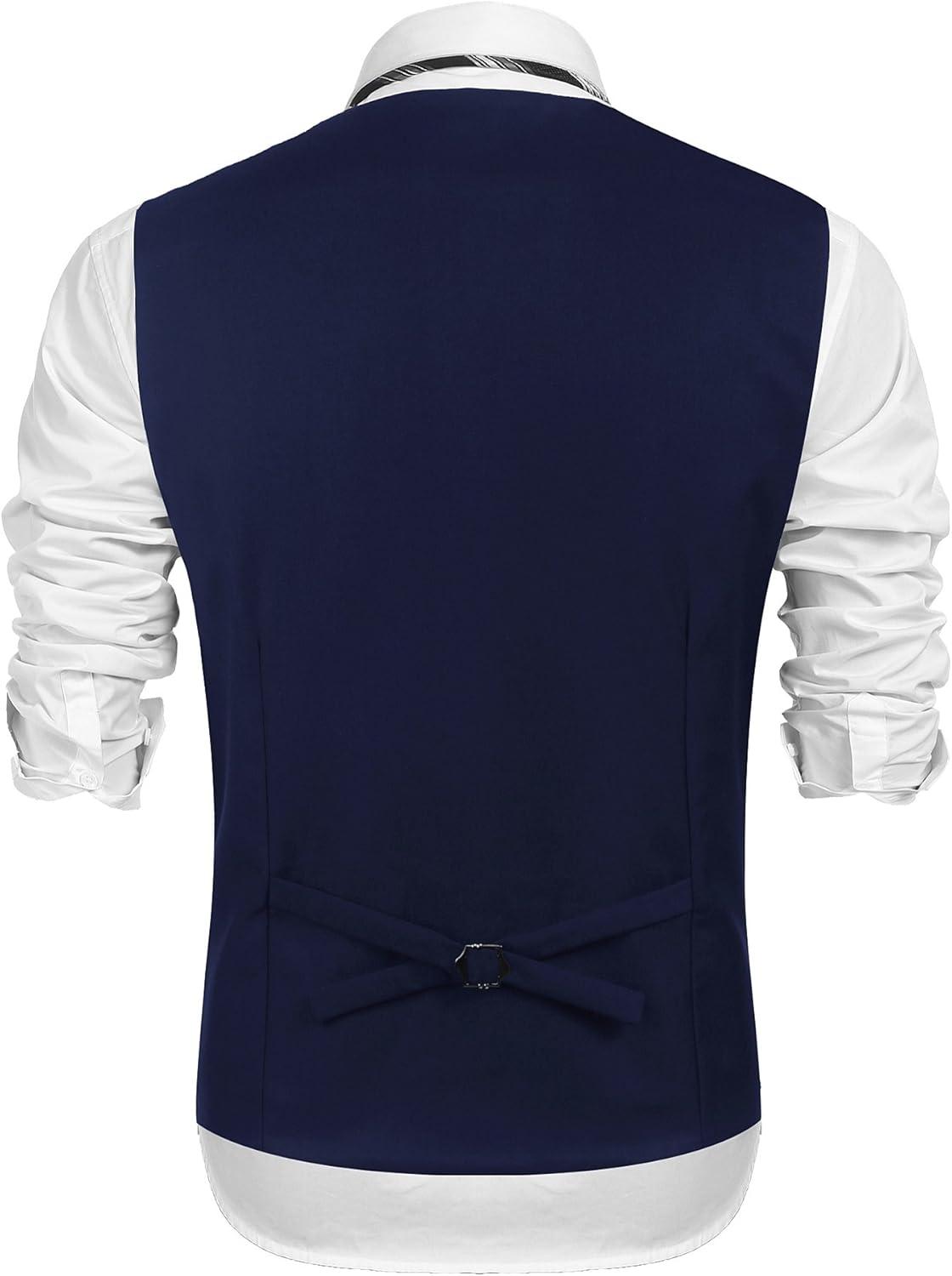 imageCOOFANDY Mens Suit Vest Formal Dress Vest Slim Fit Buesiness Wedding01navy Blue