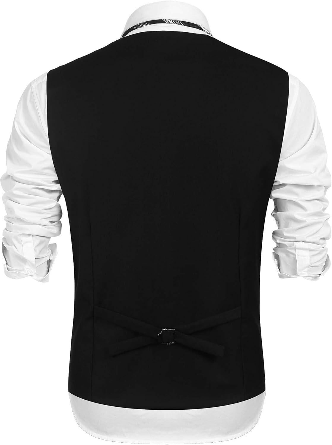 imageCOOFANDY Mens Suit Vest Formal Dress Vest Slim Fit Buesiness WeddingBlack