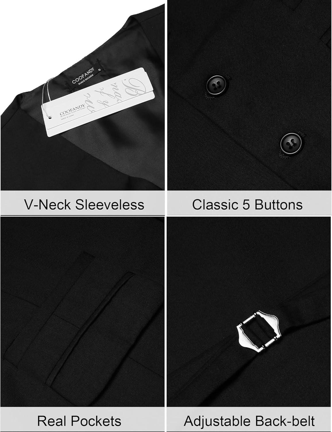 imageCOOFANDY Mens Suit Vest Formal Dress Vest Slim Fit Buesiness WeddingBlack