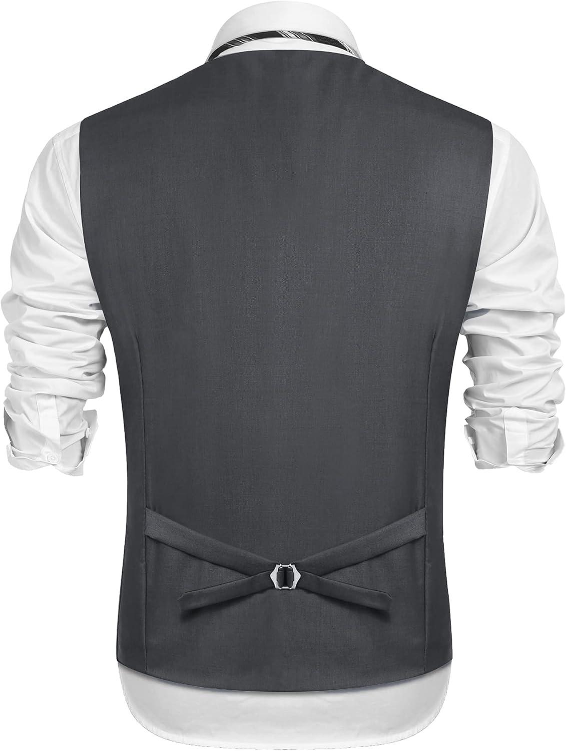 imageCOOFANDY Mens Suit Vest Formal Dress Vest Slim Fit Buesiness WeddingDark Grey