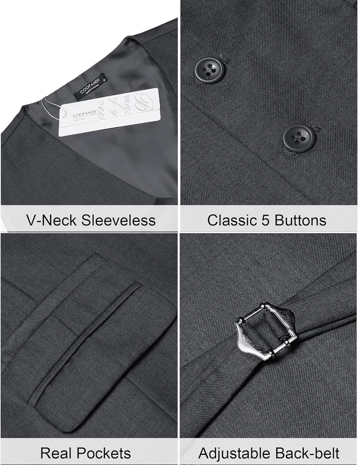 imageCOOFANDY Mens Suit Vest Formal Dress Vest Slim Fit Buesiness WeddingDark Grey