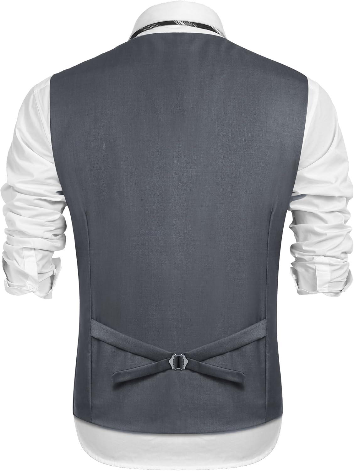 imageCOOFANDY Mens Suit Vest Formal Dress Vest Slim Fit Buesiness WeddingGrey
