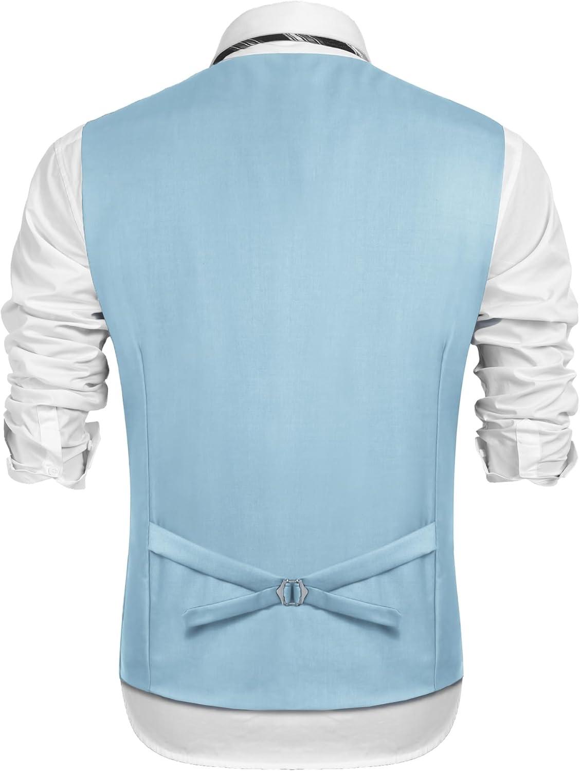 imageCOOFANDY Mens Suit Vest Formal Dress Vest Slim Fit Buesiness WeddingSky Blue