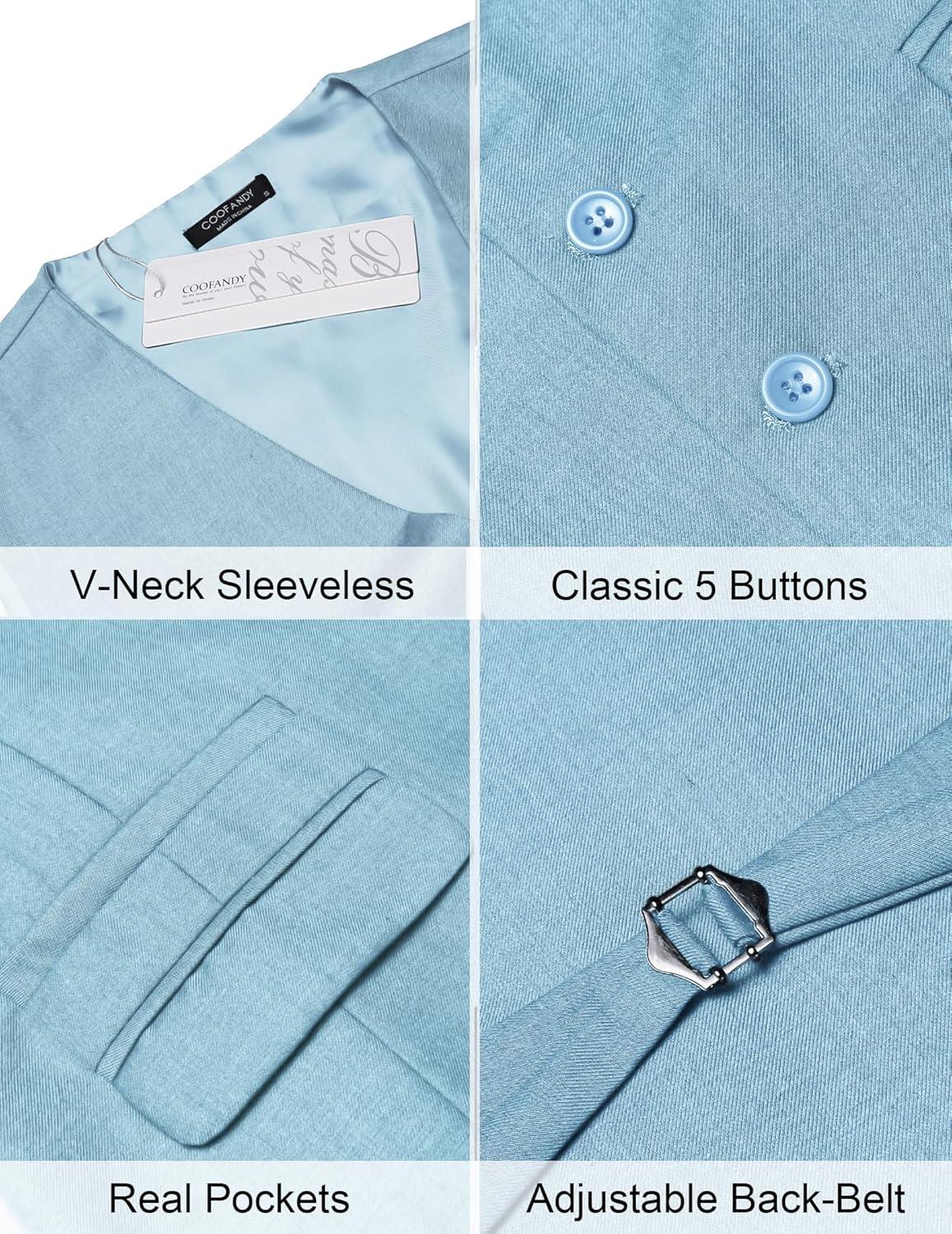 imageCOOFANDY Mens Suit Vest Formal Dress Vest Slim Fit Buesiness WeddingSky Blue