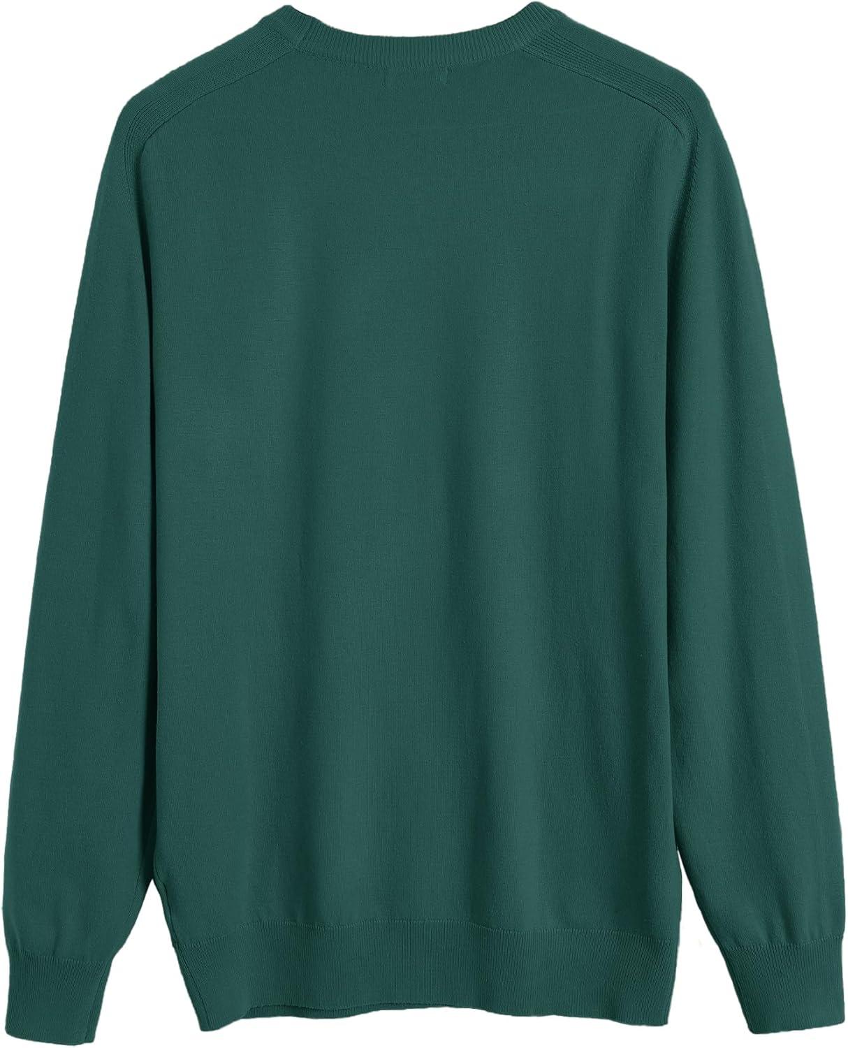 imageCOOFANDY Mens Sweater Crewneck Pullover Long Sleeve Lightweight Sweater Plain Knit Silm FitBright Green