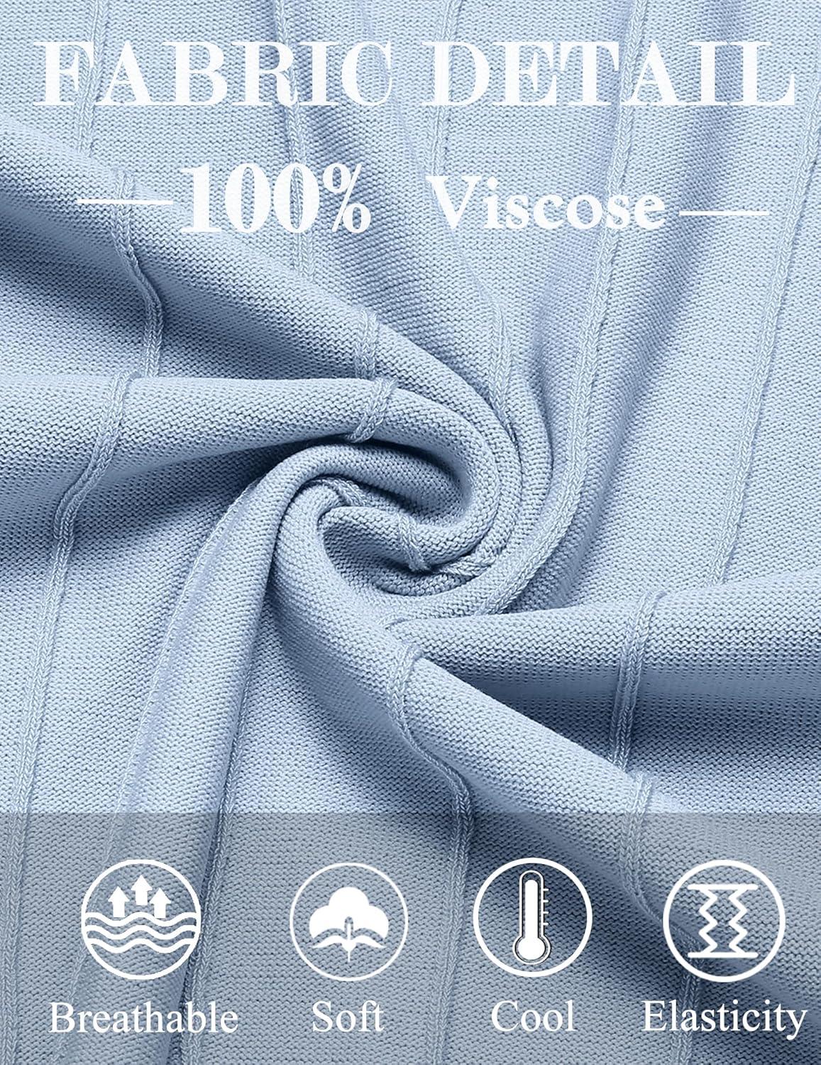 imageCOOFANDY Mens T Shirts Short Sleeve Knit Sweater Shirt Casual Crewneck Ribbed Pullover TeesDenim Blue