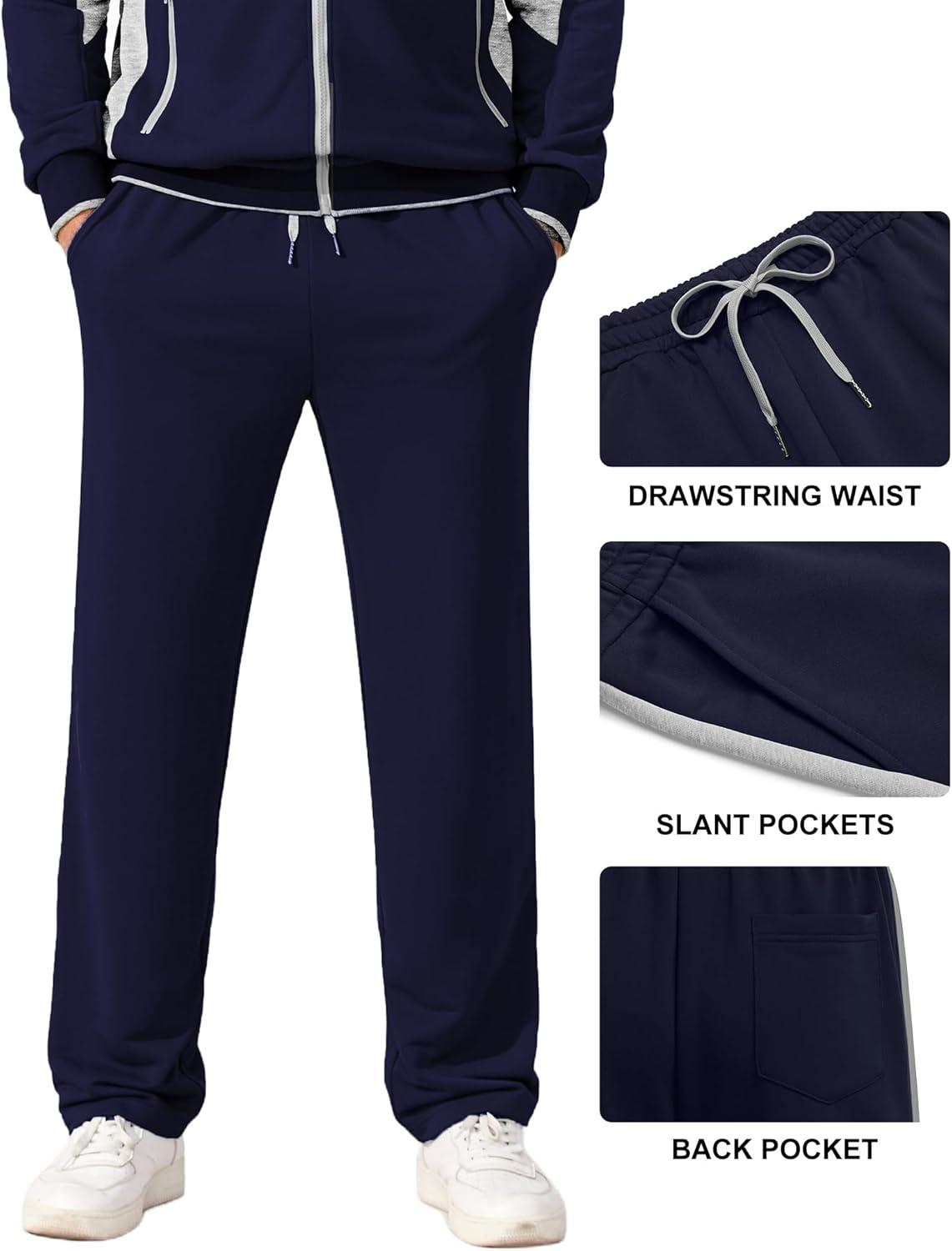 imageCOOFANDY Mens Tracksuits 2 Piece Athletic Track Suit Jogging Casual Sweatsuits Warm Running Zip Up Sports Set OutfitsNavy Bluelight Grey