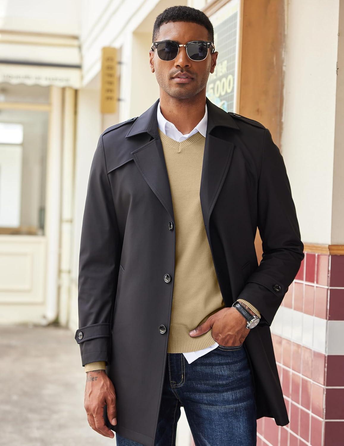 imageCOOFANDY Mens V Neck Sweater Lightweight Knitted Pullover SweatersKhaki