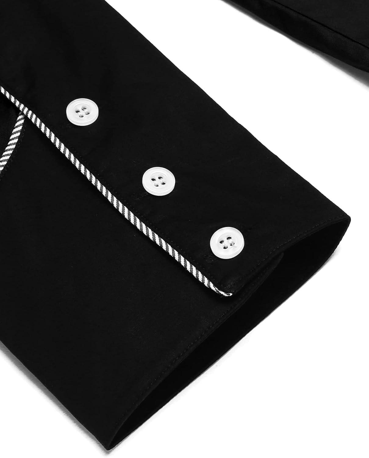 imageCOOFANDY Mens Western Cowboy Shirt Long Sleeve Slim Fit Rose Embroidered Cotton Casual Button Down ShirtsBlack