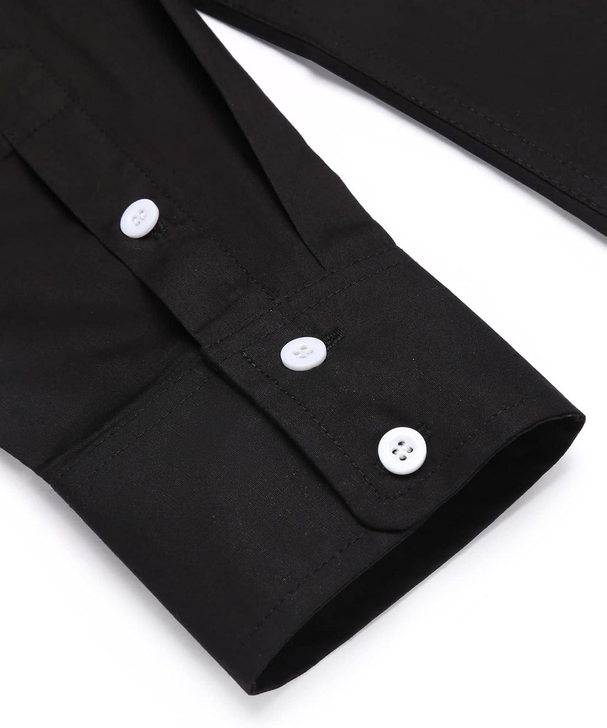 imageCOOFANDY Mens Western Shirts Long Sleeve Embroideres Cowboy Shirts Casual Button Down ShirtBlack White