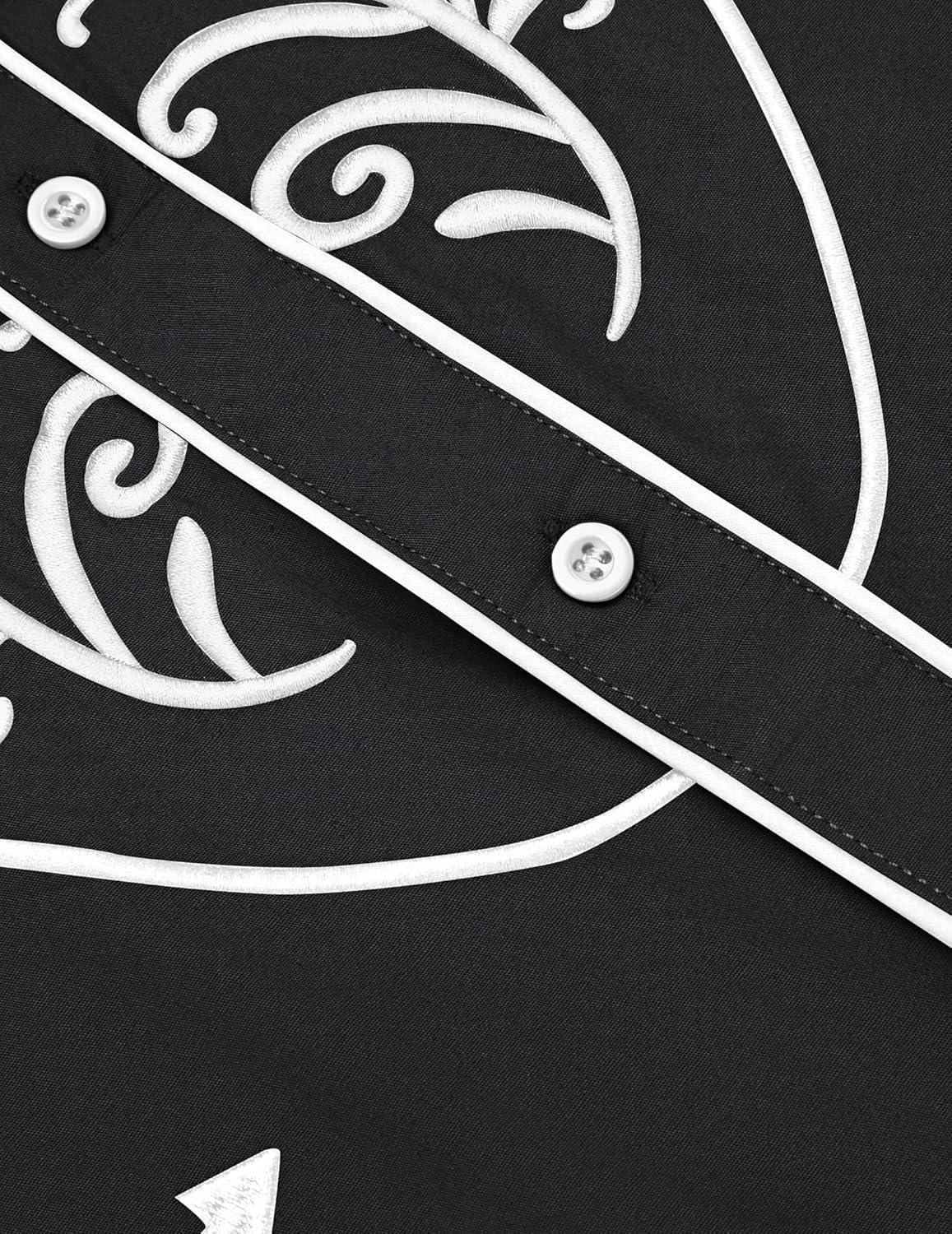 imageCOOFANDY Mens Western Shirts Long Sleeve Embroideres Cowboy Shirts Casual Button Down ShirtBlack Pattern 4