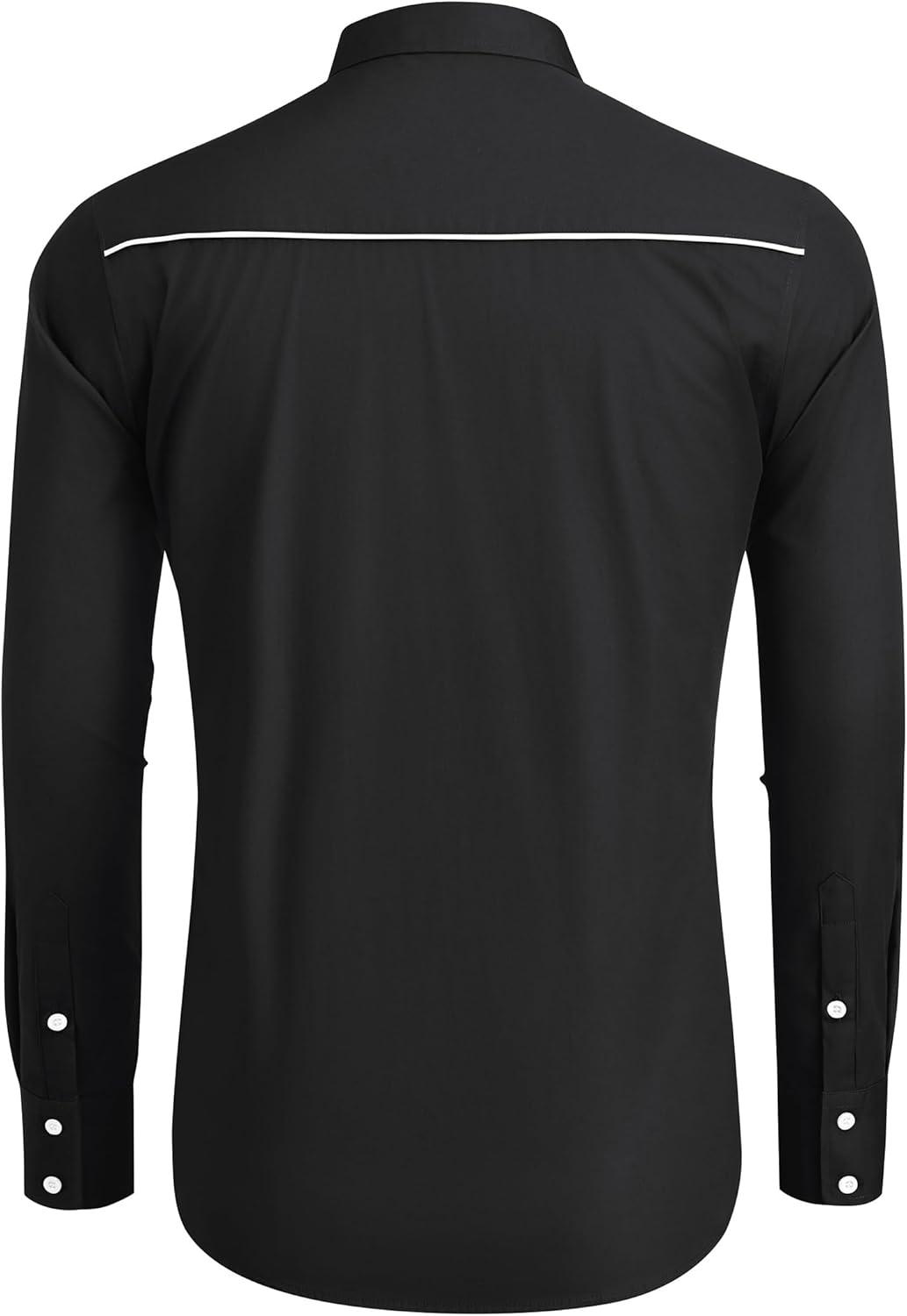 imageCOOFANDY Mens Western Shirts Long Sleeve Embroideres Cowboy Shirts Casual Button Down ShirtBlack Pattern 4