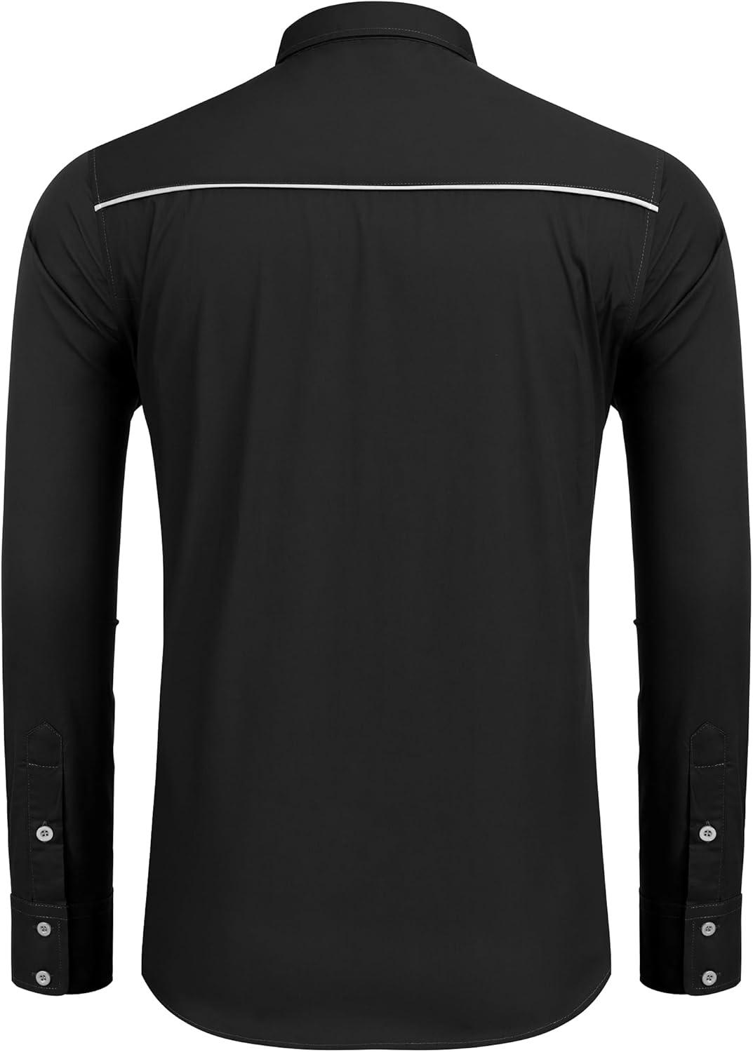 imageCOOFANDY Mens Western Shirts Long Sleeve Embroideres Cowboy Shirts Casual Button Down ShirtBlack Pattern3