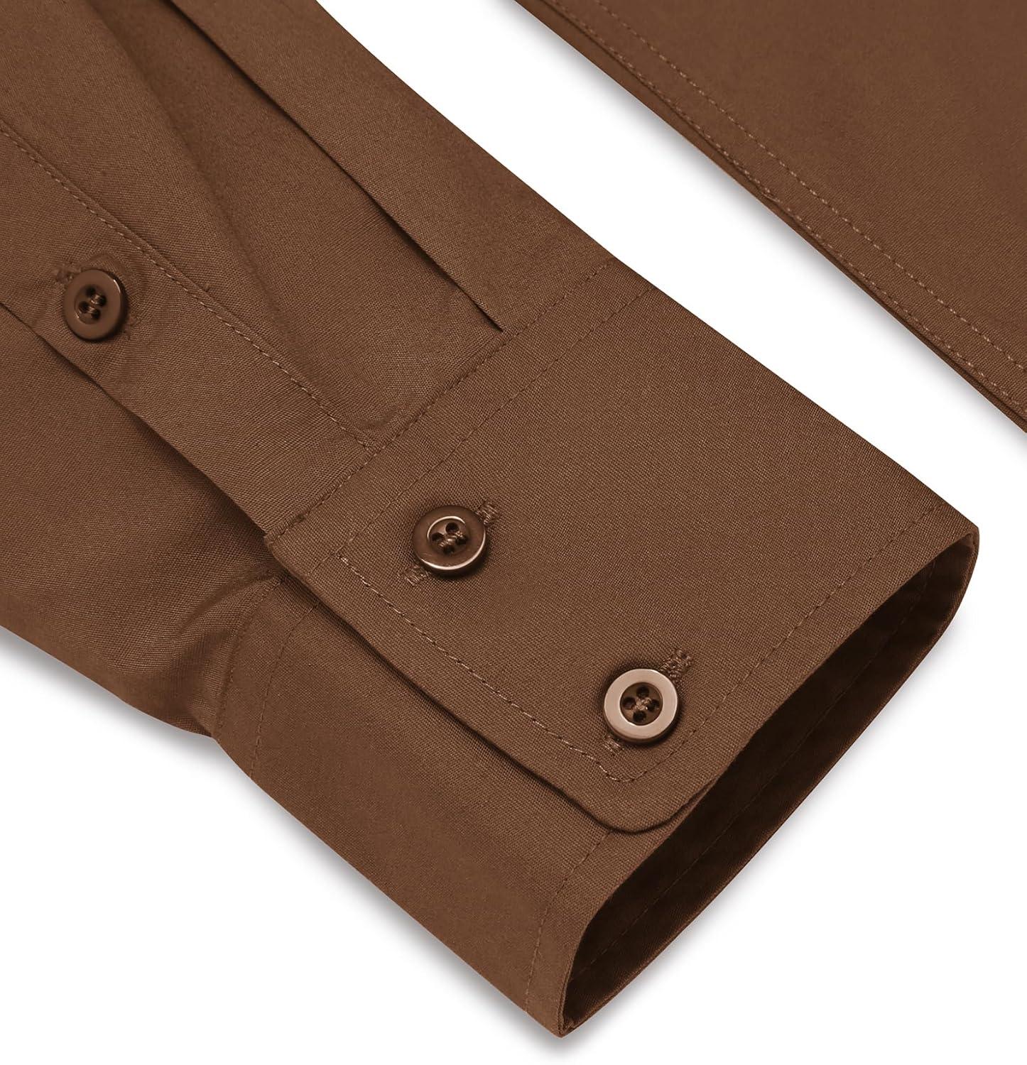 imageCOOFANDY Mens Western Shirts Long Sleeve Embroideres Cowboy Shirts Casual Button Down ShirtBrown Pattern 4