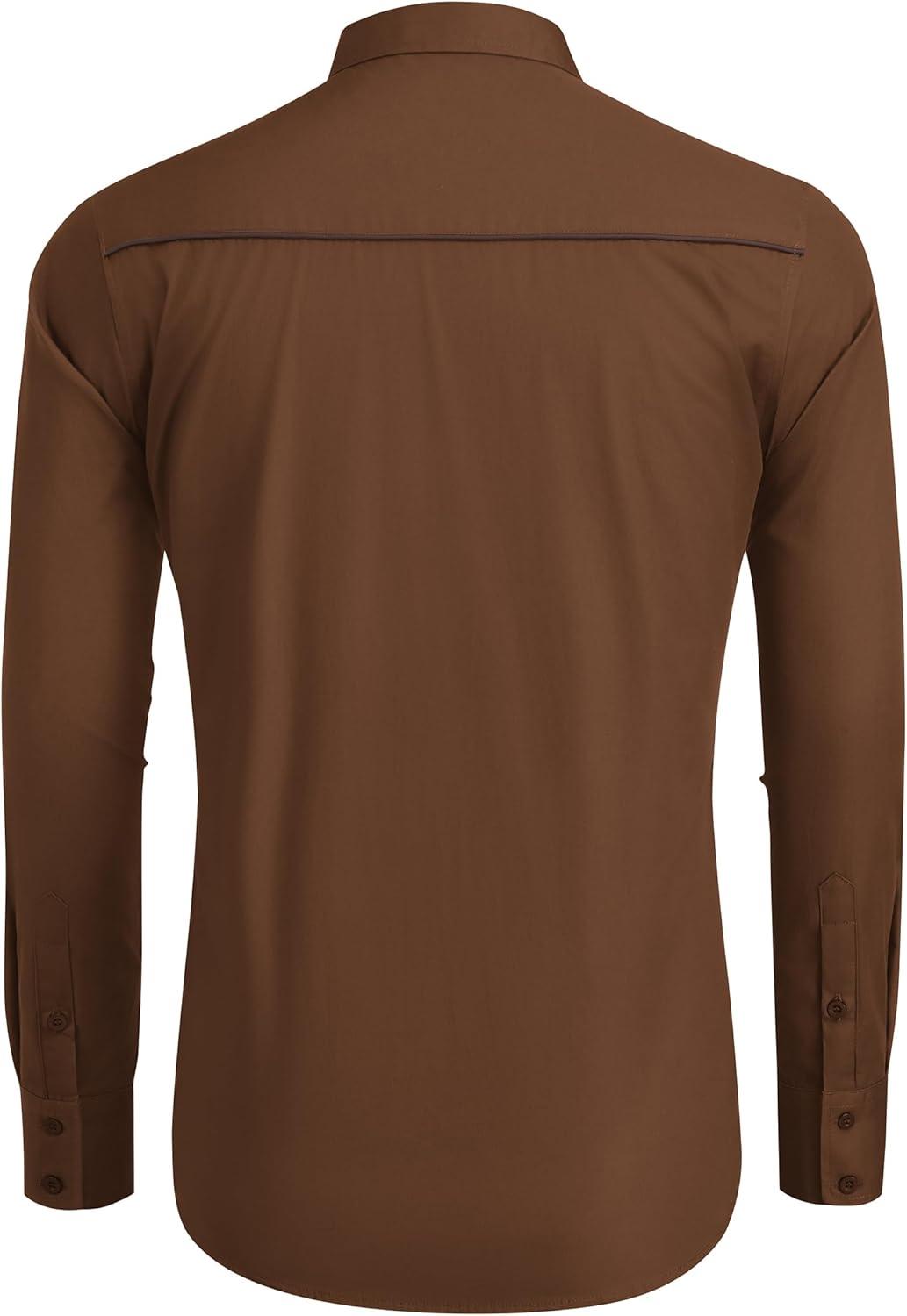 imageCOOFANDY Mens Western Shirts Long Sleeve Embroideres Cowboy Shirts Casual Button Down ShirtBrown Pattern 4