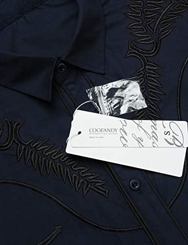 imageCOOFANDY Mens Western Shirts Long Sleeve Embroideres Cowboy Shirts Casual Button Down ShirtNavy Bluepattern1