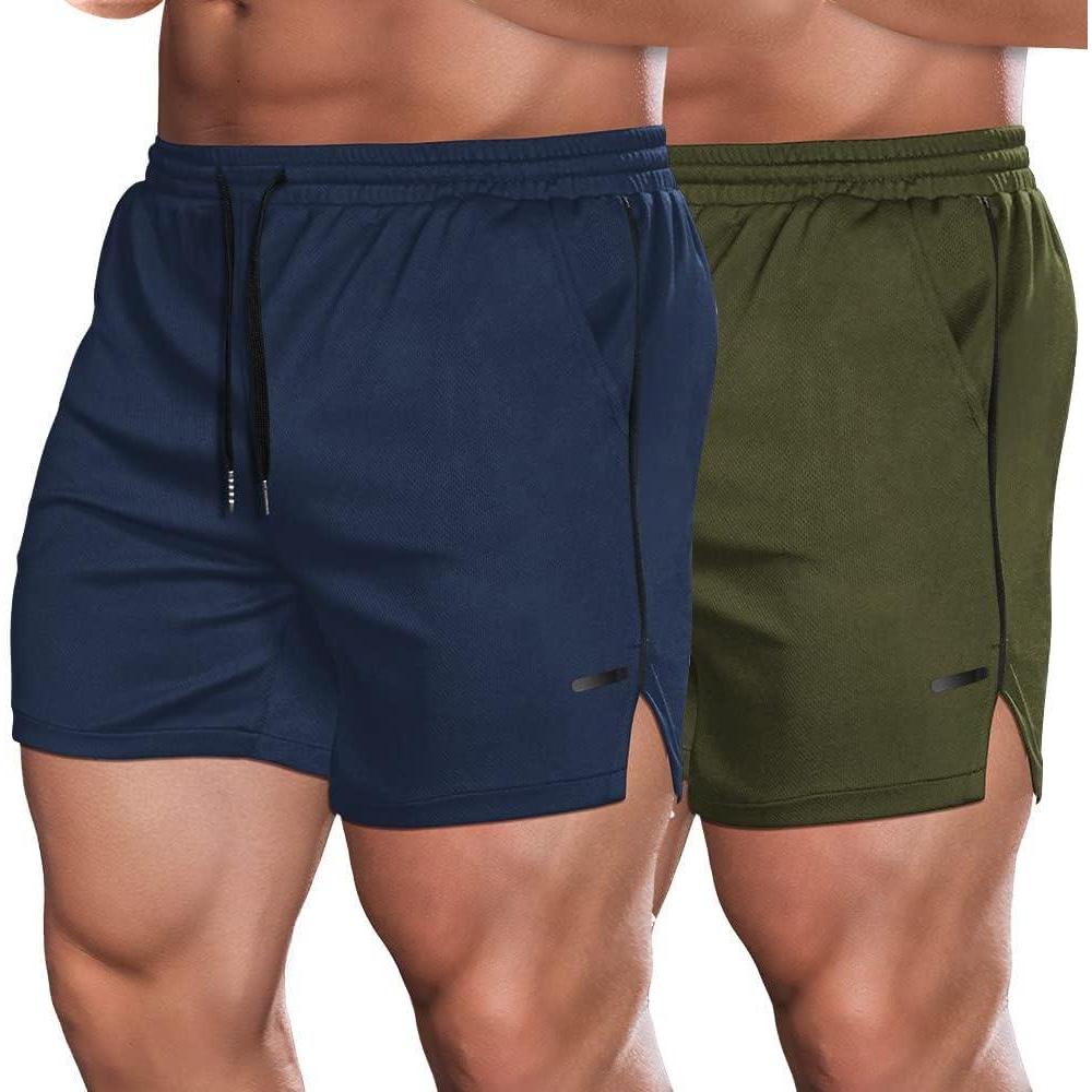 imageCOOFANDY Mens 2 Pack Gym Workout Shorts Quick Dry Athletic Shorts 5 Inch Lightweight Sports Running Shorts with PocketsNavy BlueArmy Green