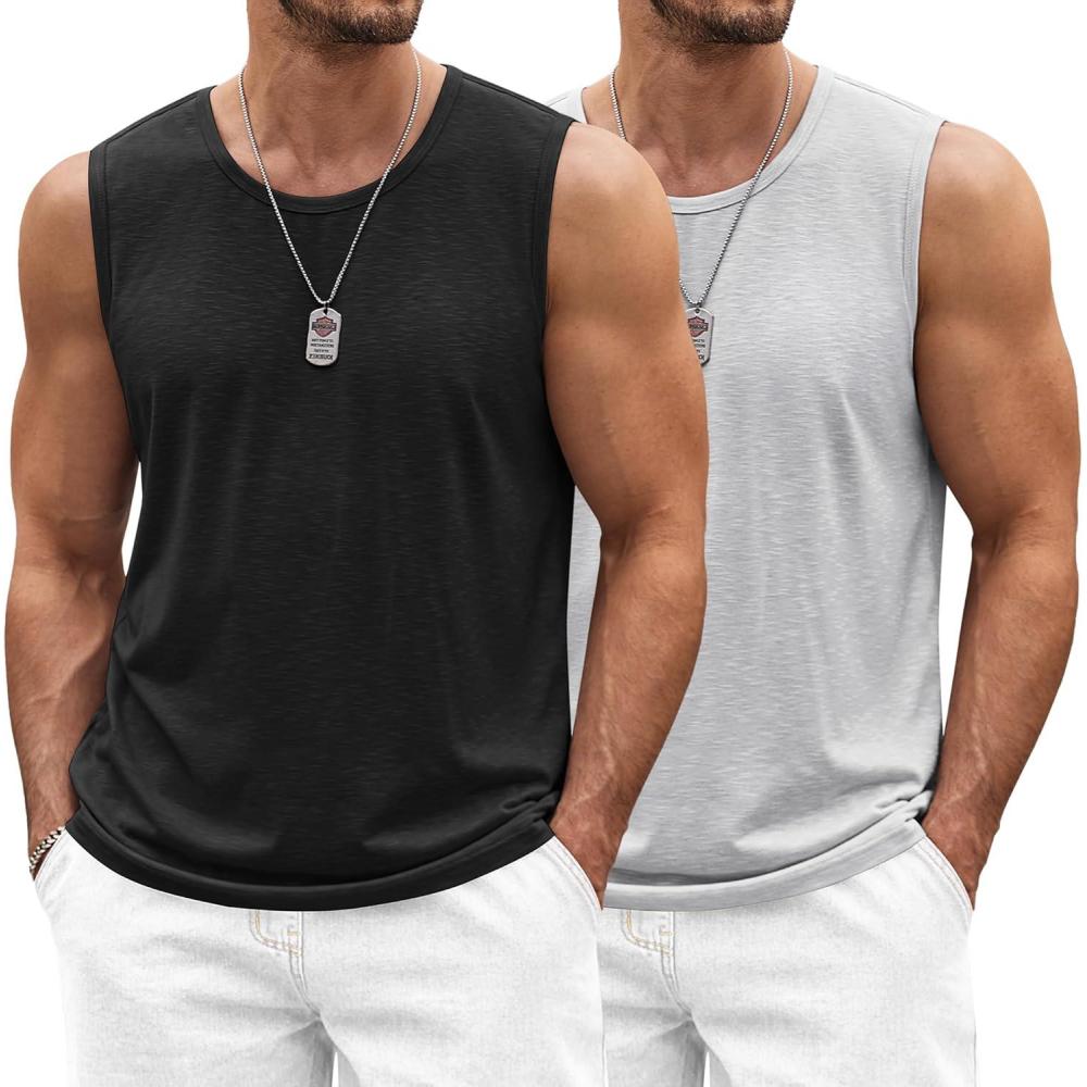 imageCOOFANDY Mens 3 Pack Workout Tank Tops Gym Sleeveless Shirts V Neck Bodybuilding Muscle Tee ShirtBlacklight Grey