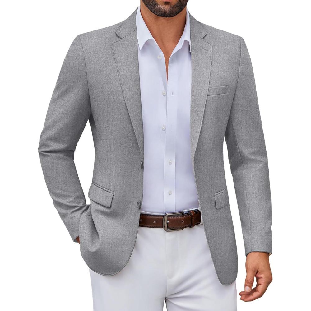 imageCOOFANDY Mens Casual Blazer Lightweight Sport Coats Two Buttons Slim Fit Suit Jacket for Business Wedding DressLight Grey