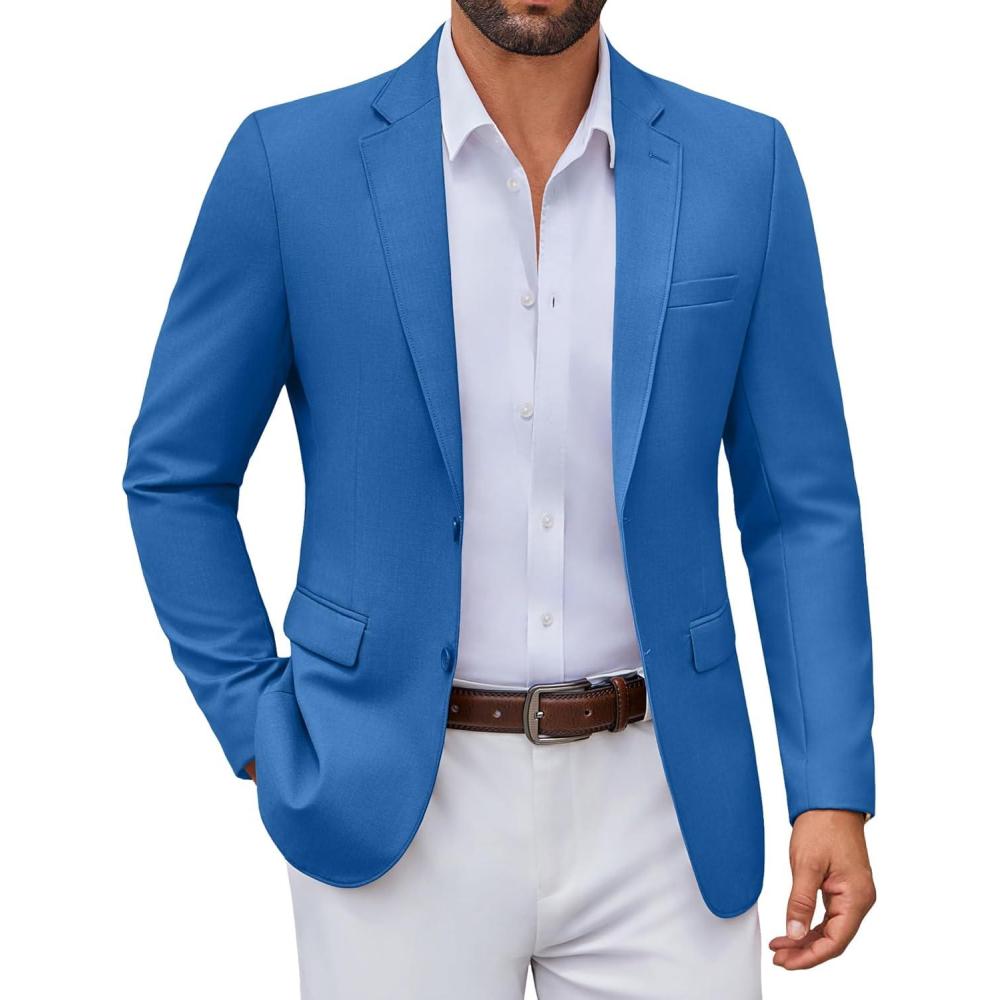 imageCOOFANDY Mens Casual Blazer Lightweight Sport Coats Two Buttons Slim Fit Suit Jacket for Business Wedding DressRoyal Blue