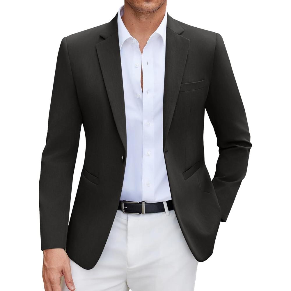 imageCOOFANDY Mens Casual Blazer Slim Fit Suit Jacket Lightweight One Button Business Sport CoatsBlack