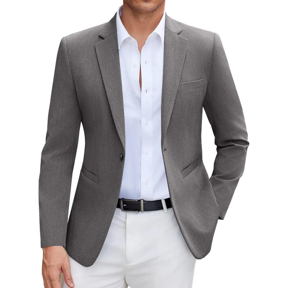 imageCOOFANDY Mens Casual Blazer Slim Fit Suit Jacket Lightweight One Button Business Sport CoatsDark Grey