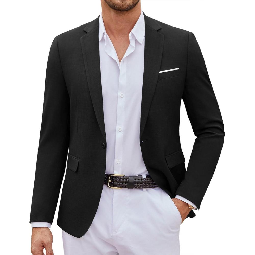 imageCOOFANDY Mens Casual Blazer Suit Jackets One Button Sport Coats Lightweight Business Sports JacketsBlack