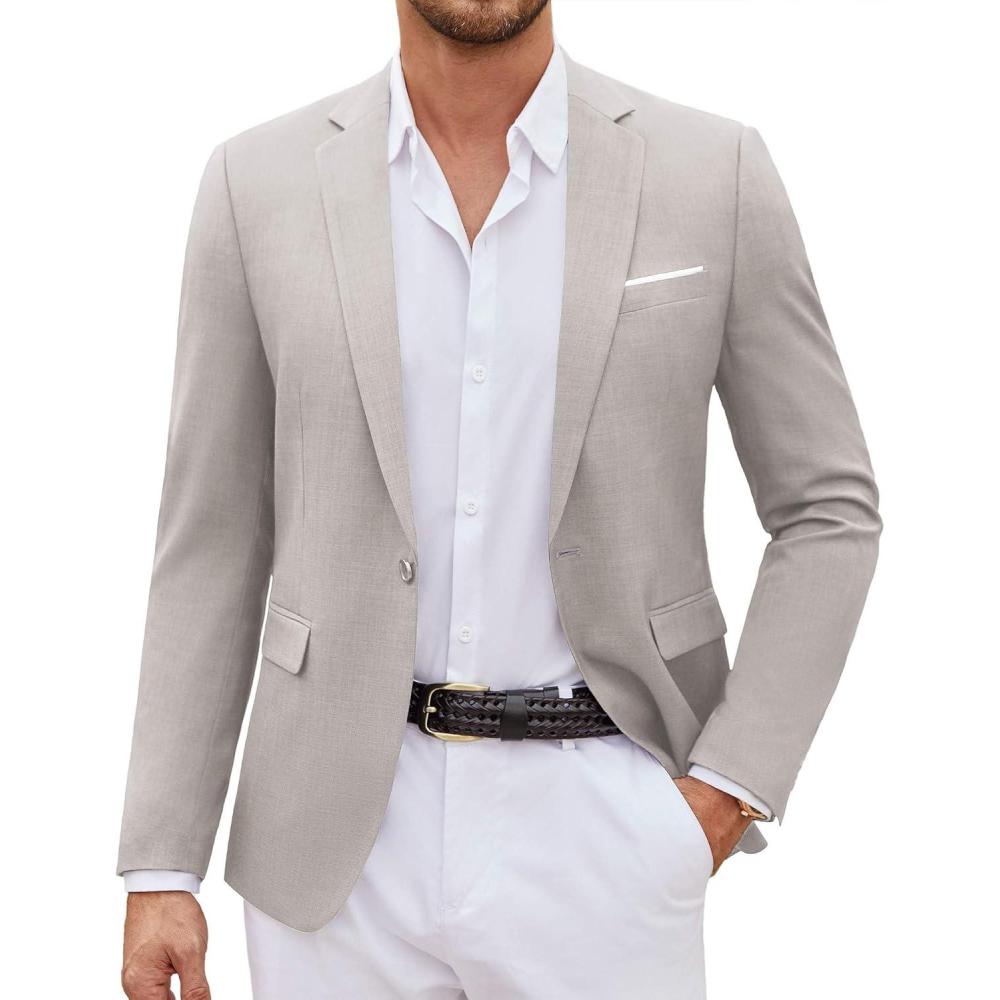 imageCOOFANDY Mens Casual Blazer Suit Jackets One Button Sport Coats Lightweight Business Sports JacketsLight Gray
