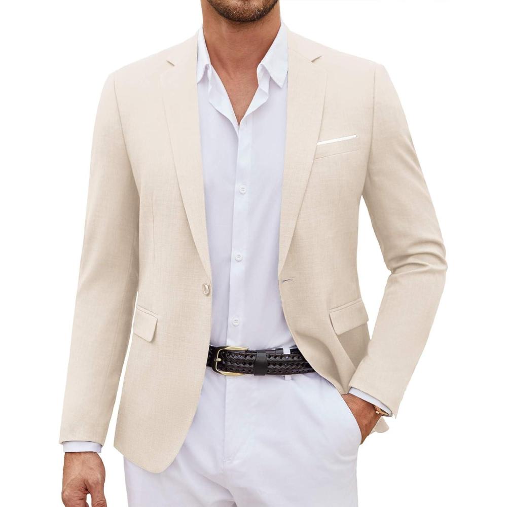 imageCOOFANDY Mens Casual Blazer Suit Jackets One Button Sport Coats Lightweight Business Sports JacketsLight Khaki