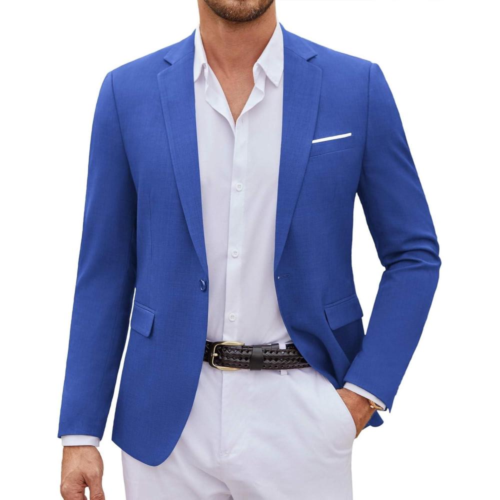 imageCOOFANDY Mens Casual Blazer Suit Jackets One Button Sport Coats Lightweight Business Sports JacketsRoyal Blue