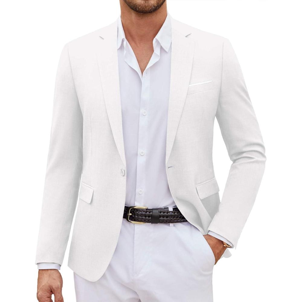 imageCOOFANDY Mens Casual Blazer Suit Jackets One Button Sport Coats Lightweight Business Sports JacketsWhite