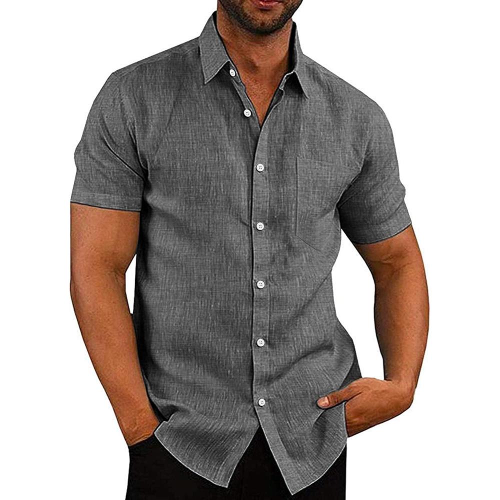 imageCOOFANDY Mens Casual Button Down Shirts Short Sleeve Linen Shirts Summer Beach Dress ShirtShort Sleeve Black