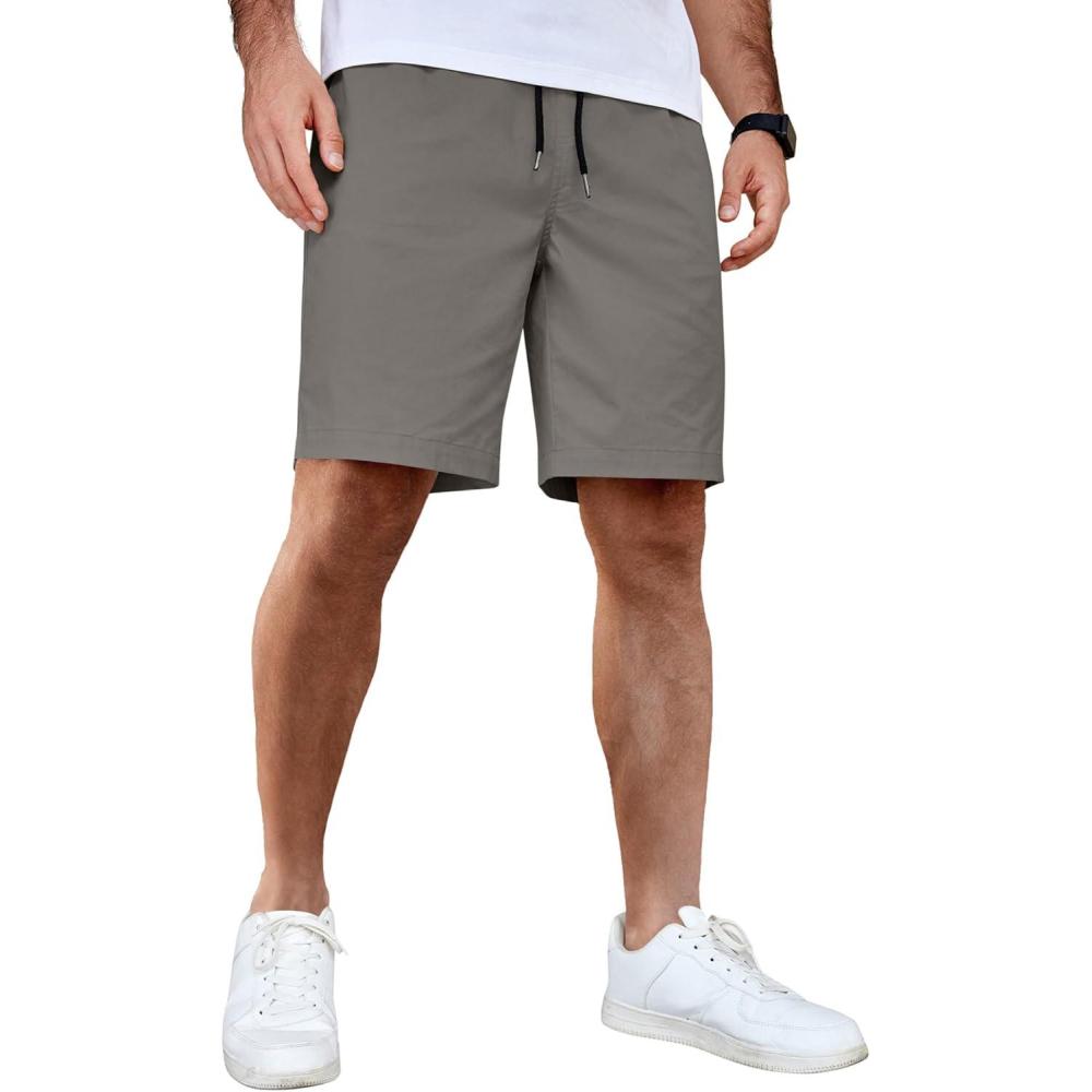 imageCOOFANDY Mens Casual Shorts Cotton Elastic Waist Drawstring Shorts Lightweight Summer Beach ShortsDark Grey