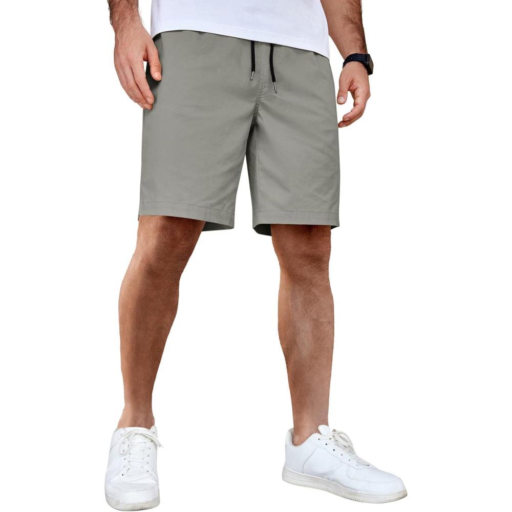 imageCOOFANDY Mens Casual Shorts Cotton Elastic Waist Drawstring Shorts Lightweight Summer Beach ShortsSage Green