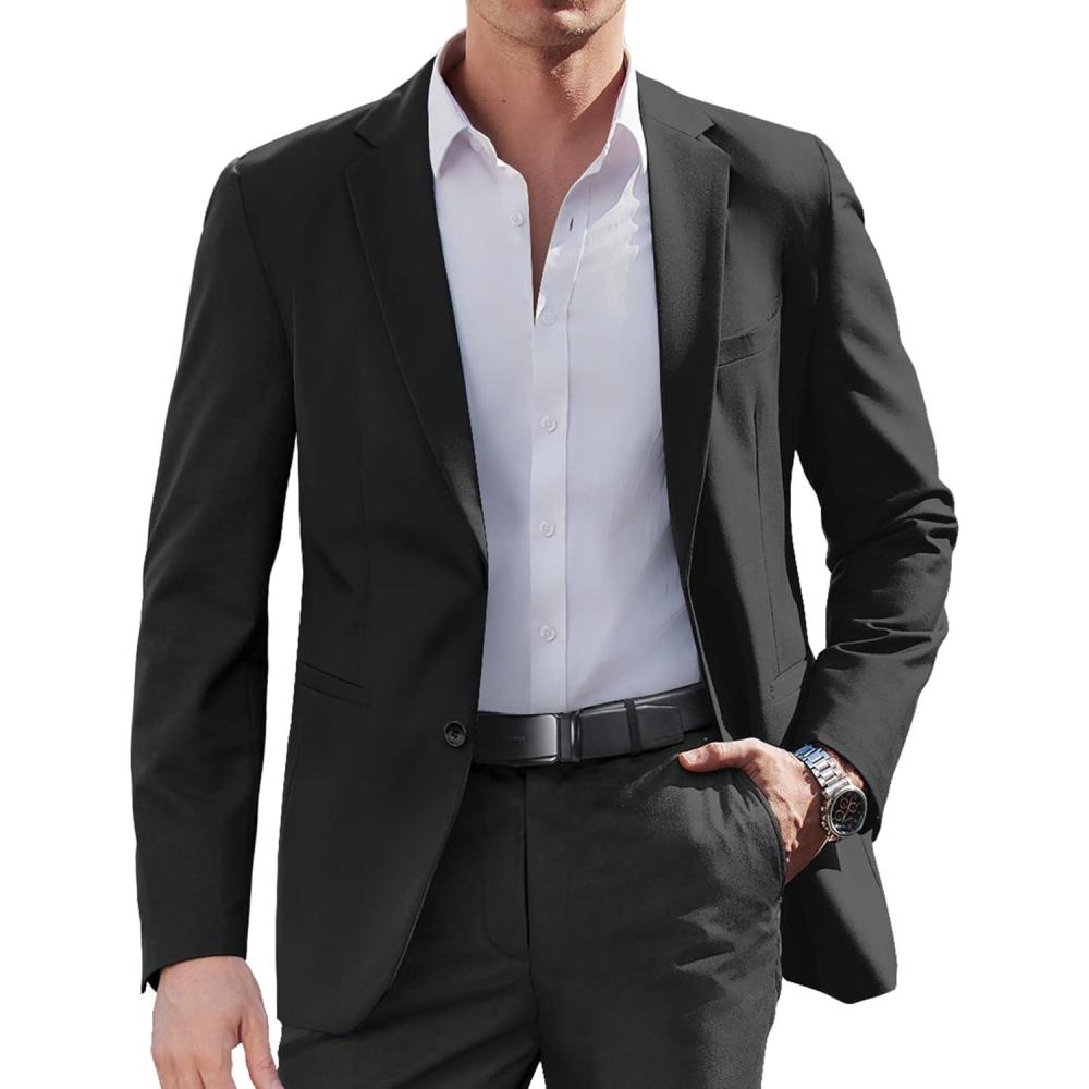 imageCOOFANDY Mens Casual Sport Coat Regular Fit Lightweight Blazers Jacket Two Button Business Suit JacketsBlack
